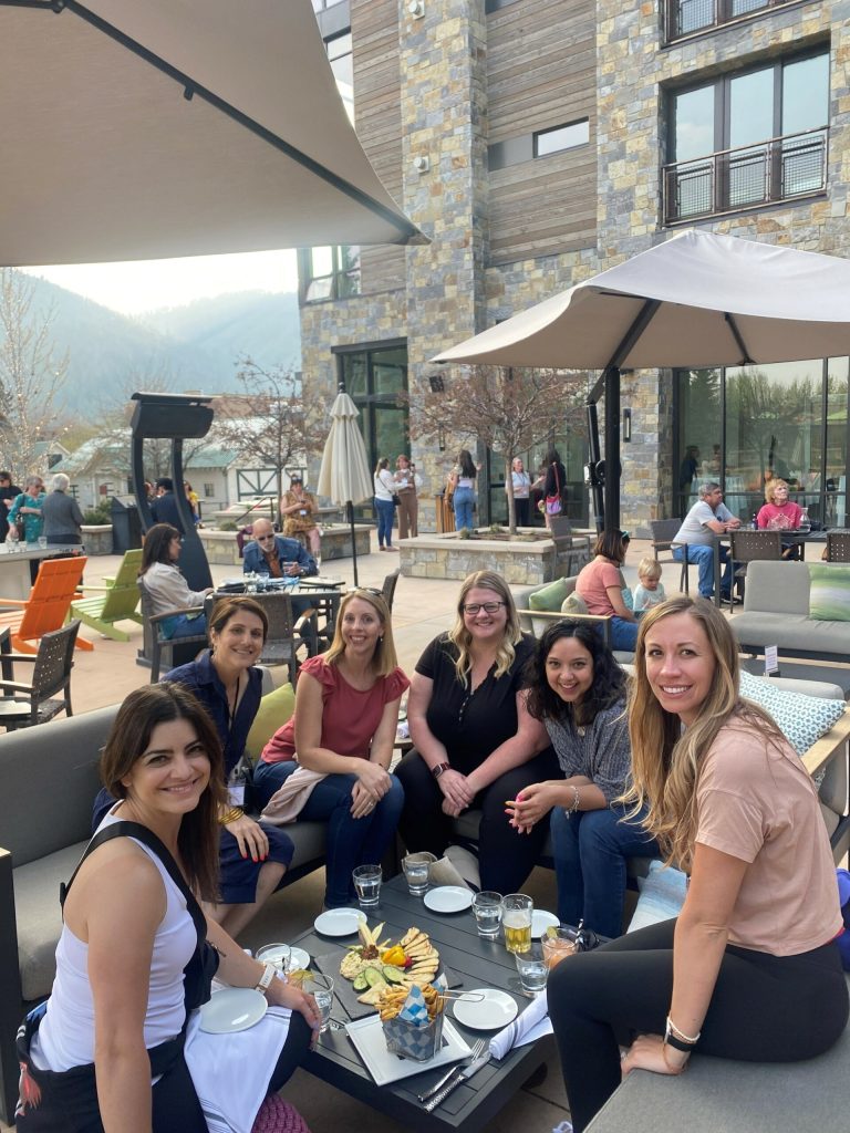 group of ladies outside on a patio