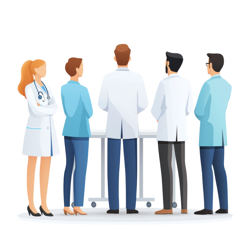 cartoon of doctors facing away