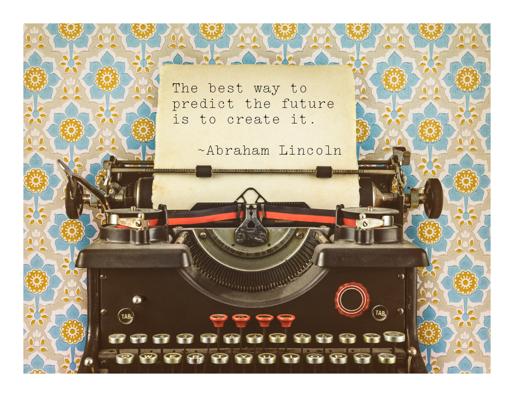 Typewriter with Lincoln quote from article.