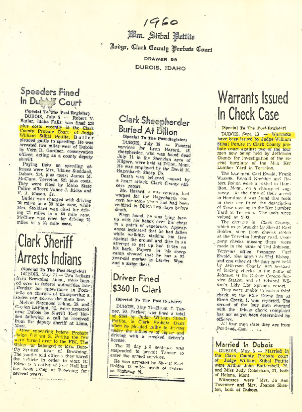 Newspaper clippings from Pettite's cases