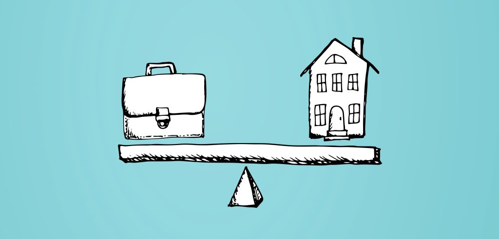 house and briefcase on balance
