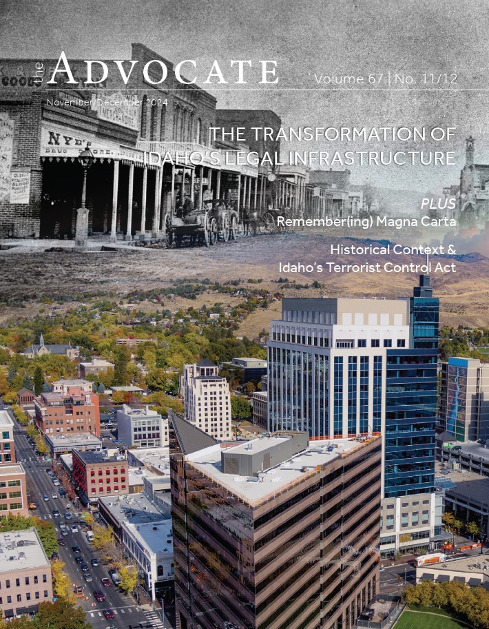 Cover of September 2024 issue of The Advocate, Background image of cows in a pasture with text that reads The Advocate, September 2024, Volume 67, No. 9, Estate Planning Essentials for Farmers & Ranchers, Plus Idaho's New Agricultural Protection Act