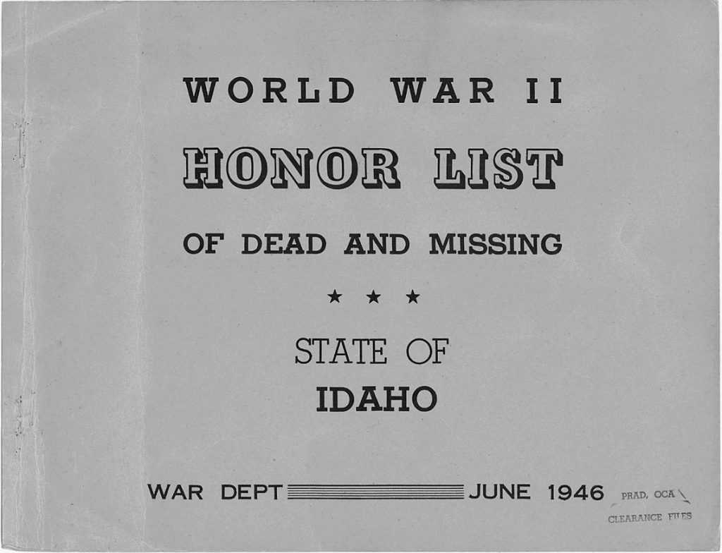 wwii honor list of dead and missing state of idaho