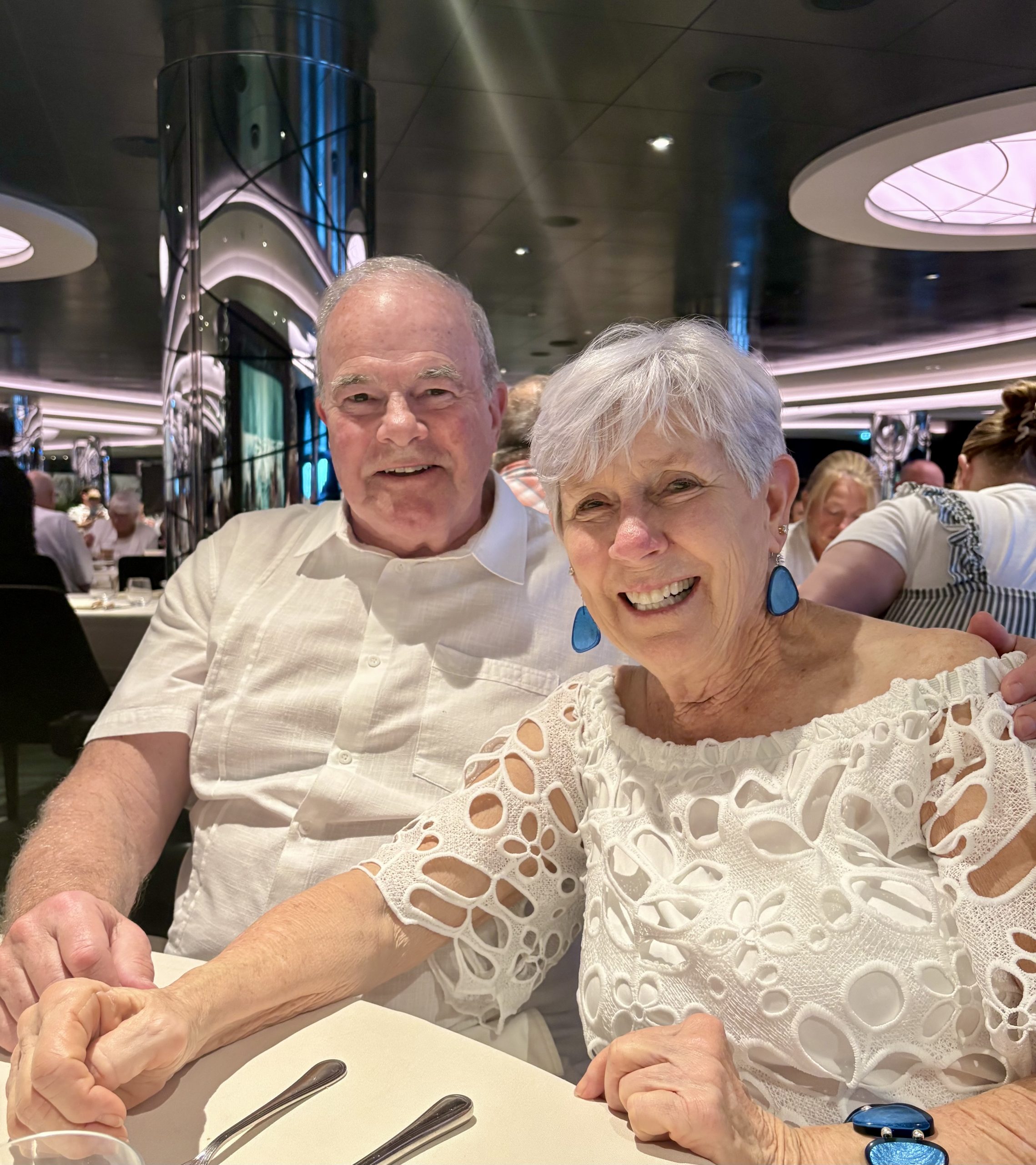 Lance and his wife, Cyndy, enjoying dinner on a recent cruise.