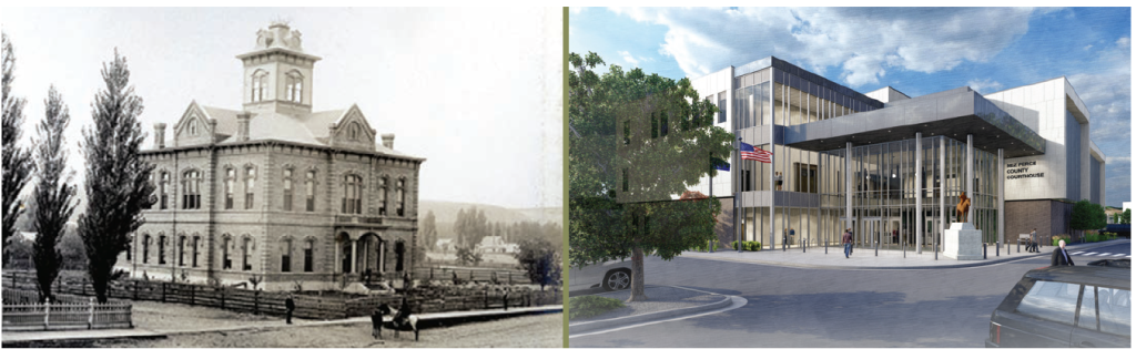 old courthouse building and new courthouse building for nez perce